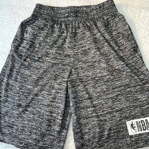 NBA Basketball Black Heathered Polyester Shorts. NWOT. Size Medium. Side Pockets